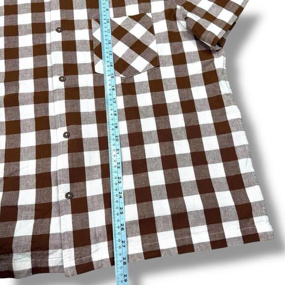 Hudson North Short Sleeve Shirt Brown White Buffalo Plaid Button Up Sz XL Relax - Picture 6 of 7